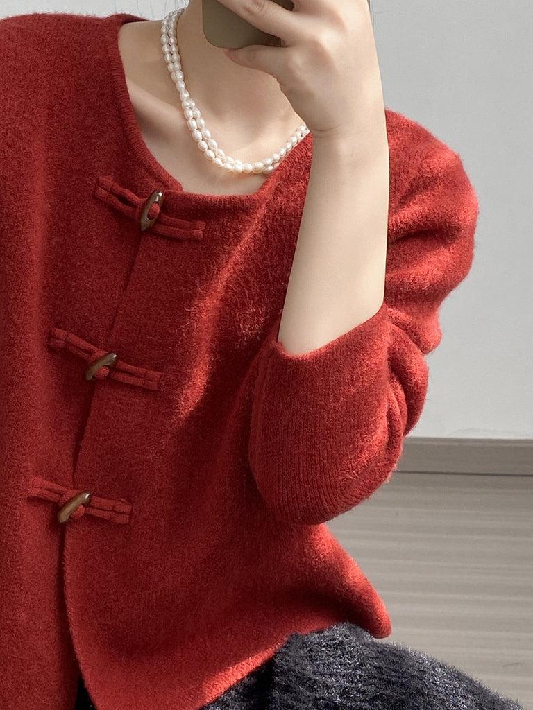 Drune | Roter Pullover mit Rundhalsausschnitt