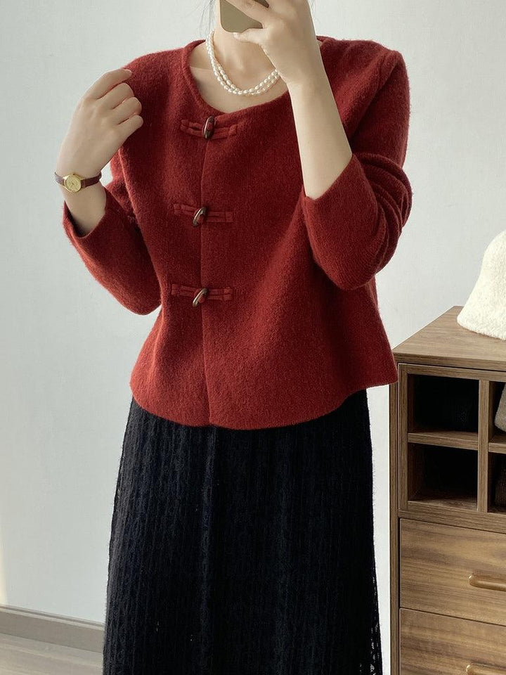 Drune | Roter Pullover mit Rundhalsausschnitt