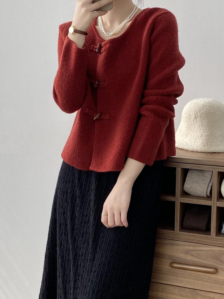 Drune | Roter Pullover mit Rundhalsausschnitt
