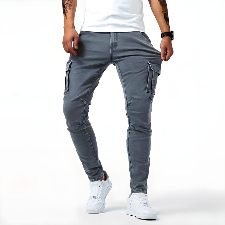Drune | Denim Cargo-Hose mit elastischem Bund für Männer