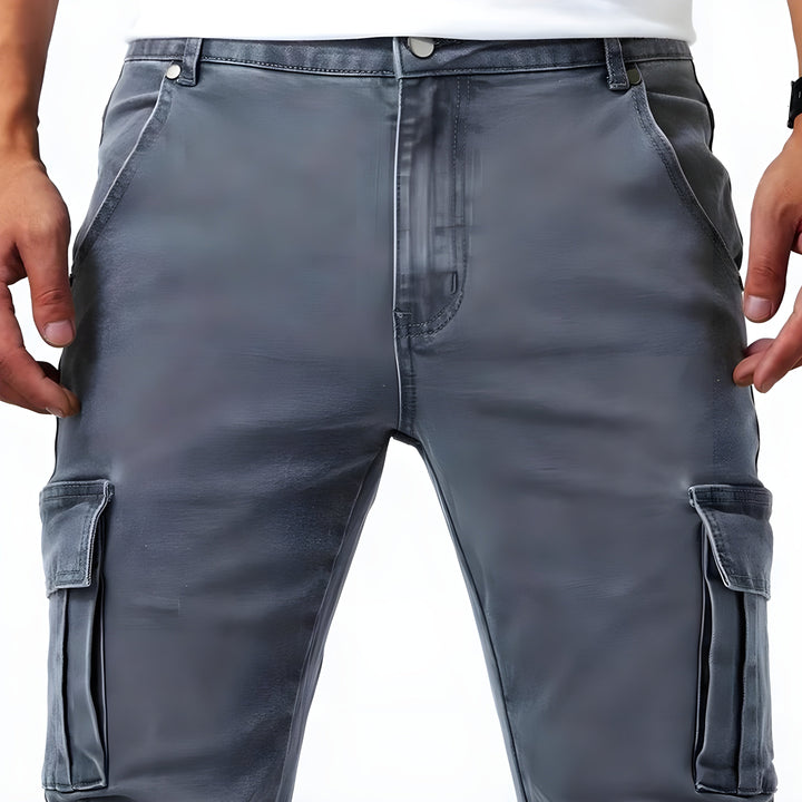 Drune | Denim Cargo-Hose mit elastischem Bund für Männer
