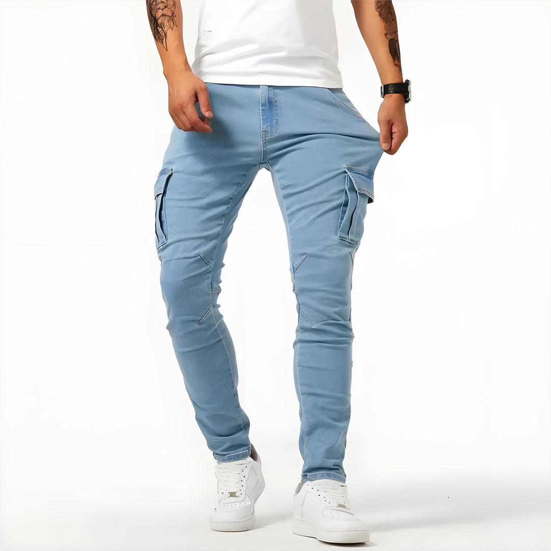 Drune | Denim Cargo-Hose mit elastischem Bund für Männer