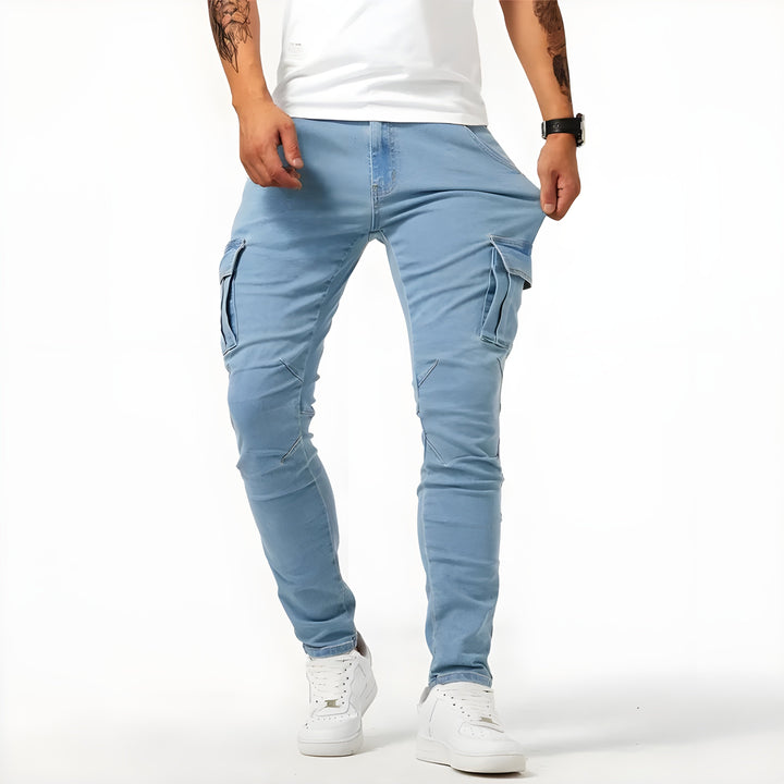 Drune | Denim Cargo-Hose mit elastischem Bund für Männer