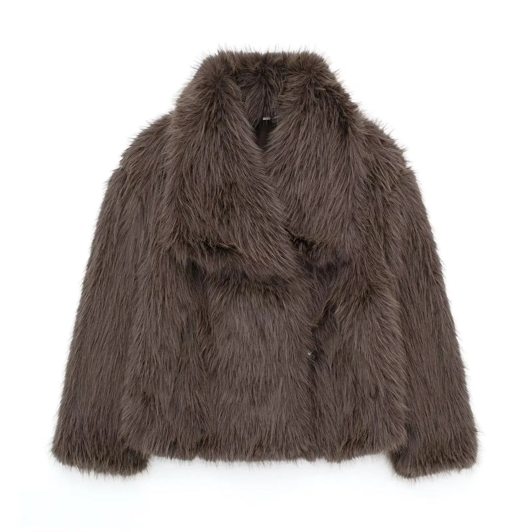 Drune | Frauen Elegante Kunstfelljacke Cozy Stil