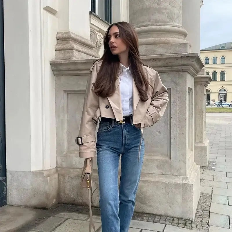 Drune | Schicke Cropped Trenchjacke