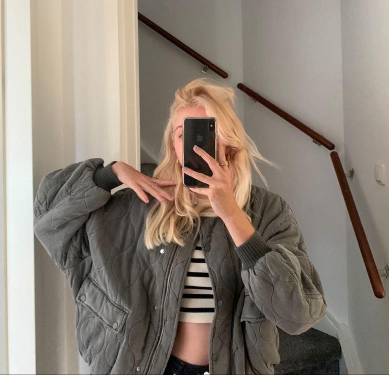 Drune | Graue oversized Leichtgewicht Bomberjacke