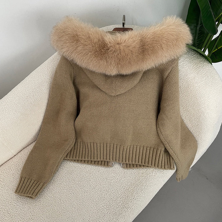Drune | Eleganter Strickjacke Mit Fellkragen