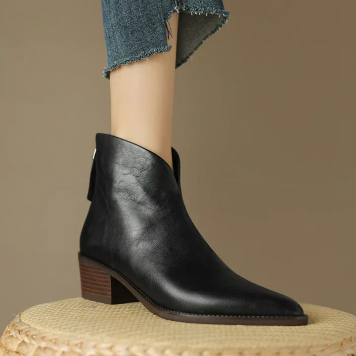 Drune | damenstiefelette aus leder mit blockabsatz