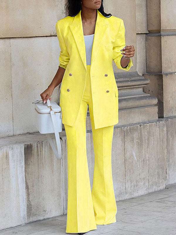 Drune | Damen Zweiteiliges Hosenanzug-Set, Büro-Blazer, Zweireihig, Reverskragen, Langarm, Elegant