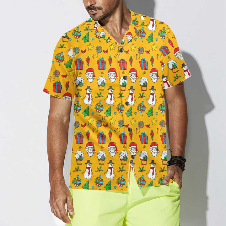 Drune | Ich liebe Weihnachtsshirt für Männer mit Weihnachtsmuster, süßes Weihnachts-Hawaii-Hemd