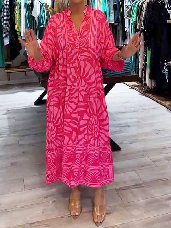 Drune | Stilvolles Maxikleid Mit Wirbel Und Zickzackmuster Für Damen