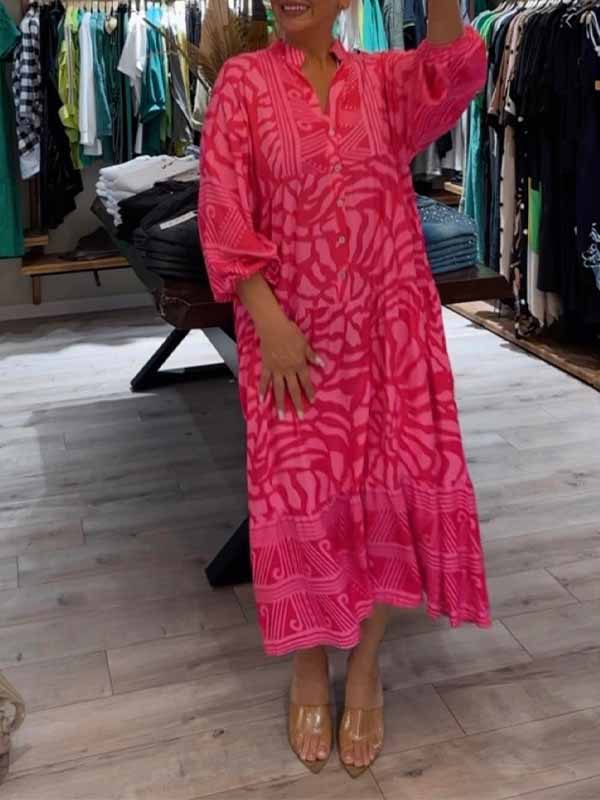 Drune | Stilvolles Maxikleid Mit Wirbel Und Zickzackmuster Für Damen