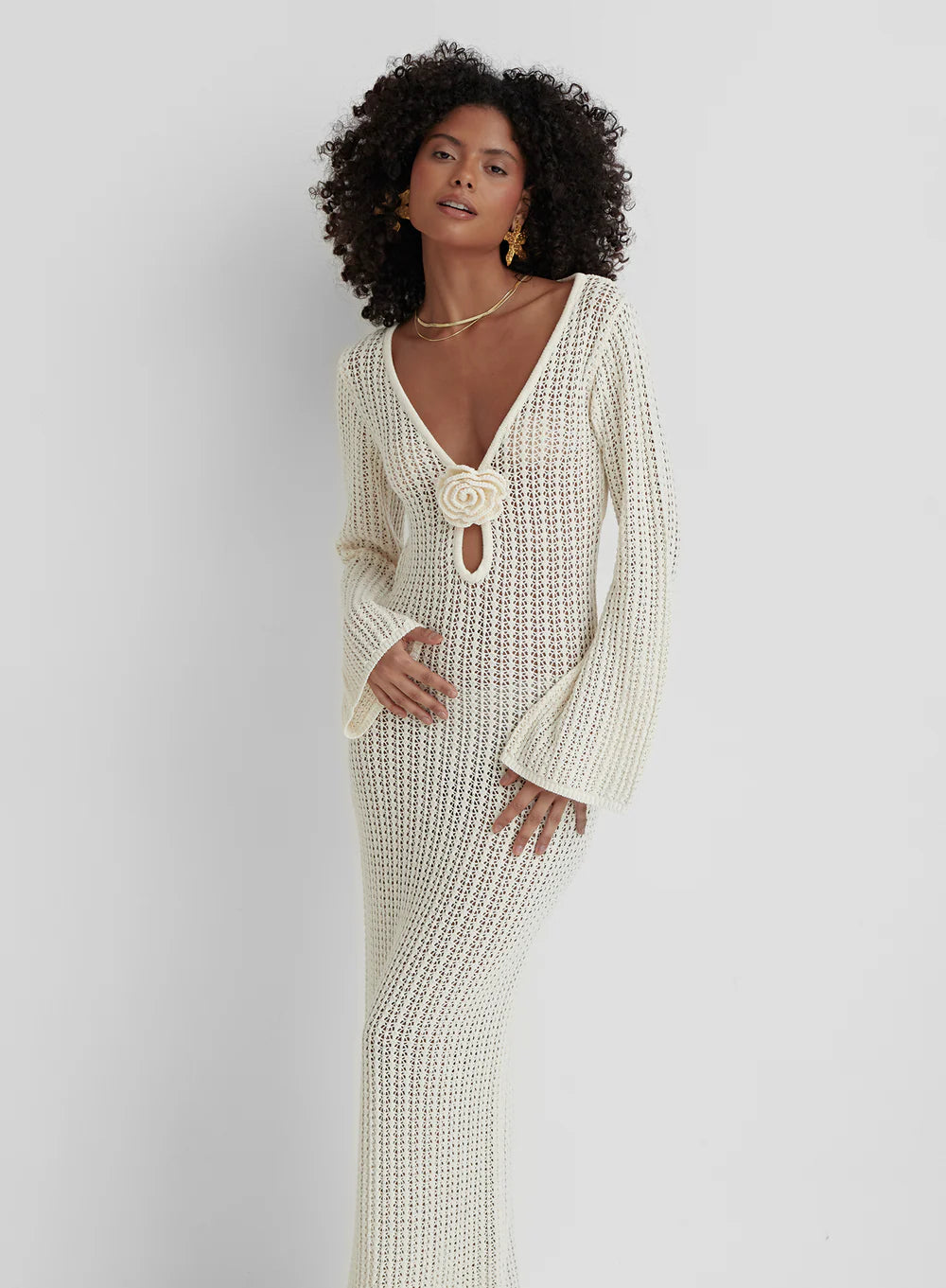 Drune | Rückenfreies Strickkleid Beige