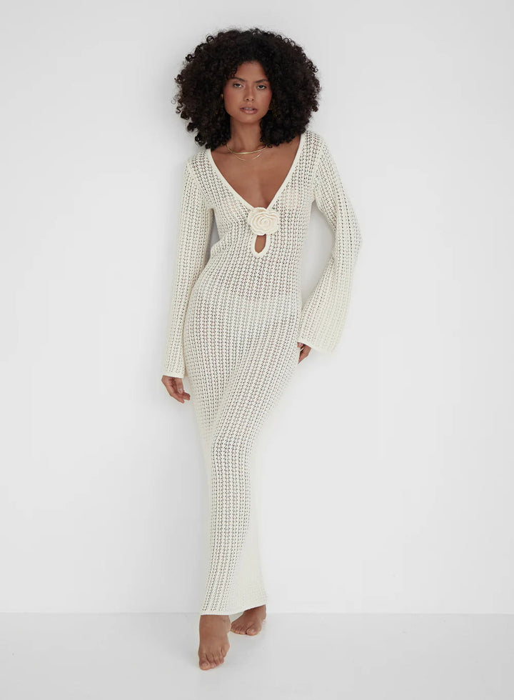Drune | Rückenfreies Strickkleid Beige