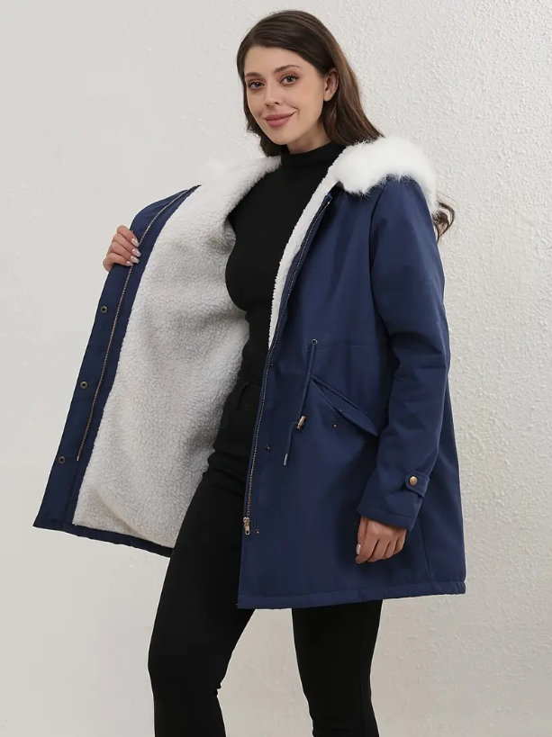Drune | Eleganter gepolsterter Baumwollmantel mit Kapuze für Damen