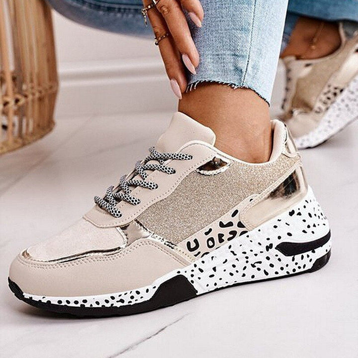 Drune | Sneakers Bequeme Plattformsohle Schnürung Trendige Metallic Details
