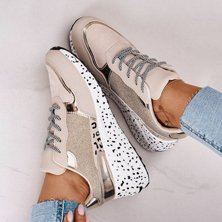 Drune | Sneakers Bequeme Plattformsohle Schnürung Trendige Metallic Details