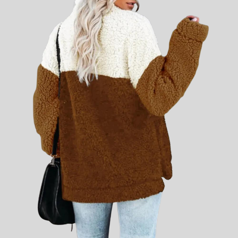 Drune | Sherpa-Pullover - Weiches Fleece - Viertel-Reißverschluss - Stehkragen - Lockere Passform