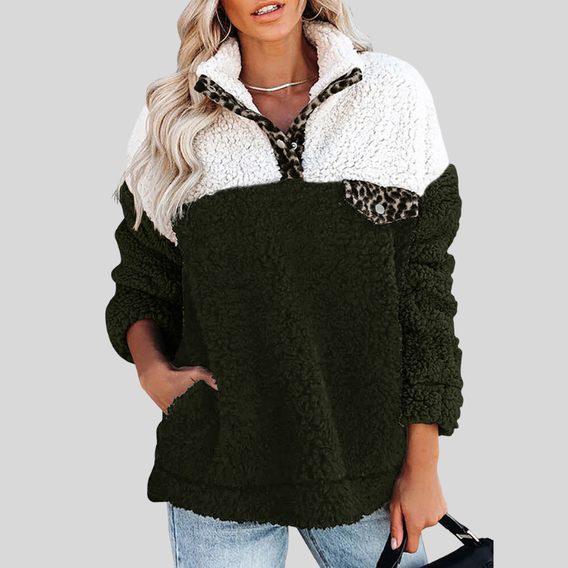 Drune | Sherpa-Pullover - Weiches Fleece - Viertel-Reißverschluss - Stehkragen - Lockere Passform
