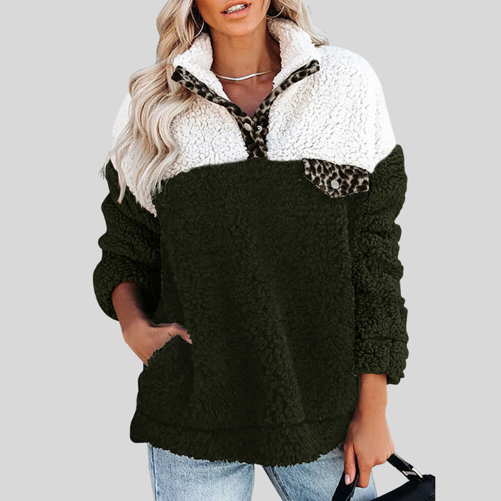 Drune | Sherpa-Pullover - Weiches Fleece - Viertel-Reißverschluss - Stehkragen - Lockere Passform