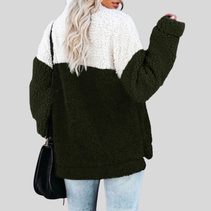 Drune | Sherpa-Pullover - Weiches Fleece - Viertel-Reißverschluss - Stehkragen - Lockere Passform