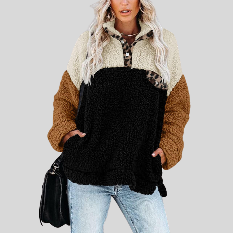 Drune | Sherpa-Pullover - Weiches Fleece - Viertel-Reißverschluss - Stehkragen - Lockere Passform