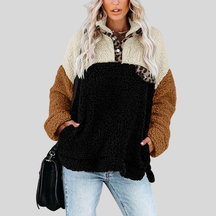 Drune | Sherpa-Pullover - Weiches Fleece - Viertel-Reißverschluss - Stehkragen - Lockere Passform