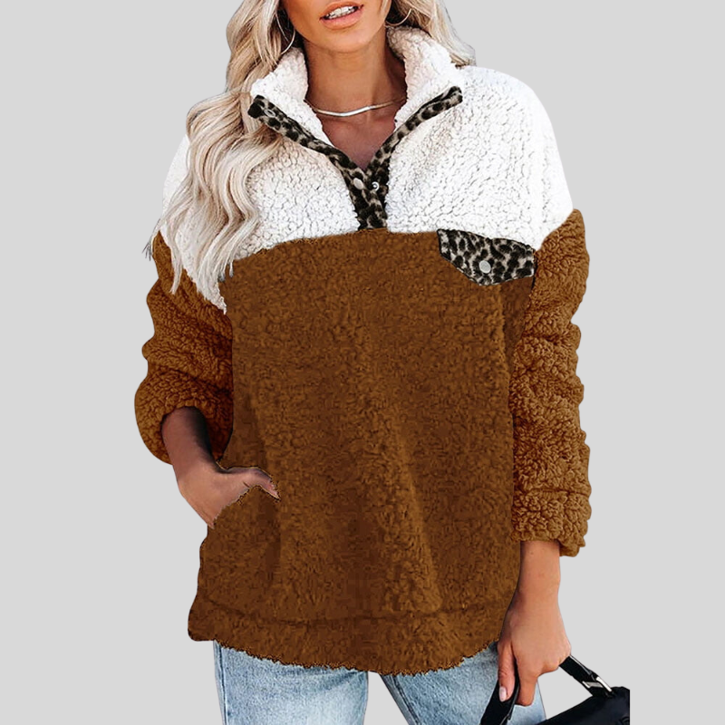 Drune | Sherpa-Pullover - Weiches Fleece - Viertel-Reißverschluss - Stehkragen - Lockere Passform