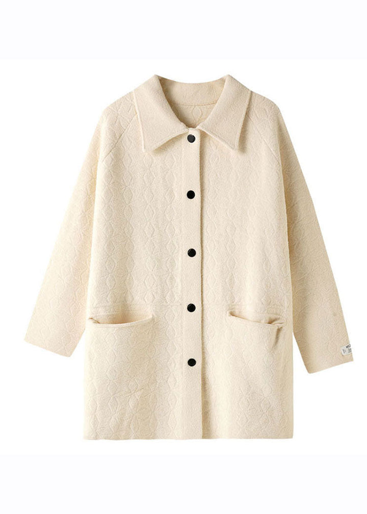 Drune | Beige Peter Pan Kragen Quasten Patchwork Velours Mäntel
