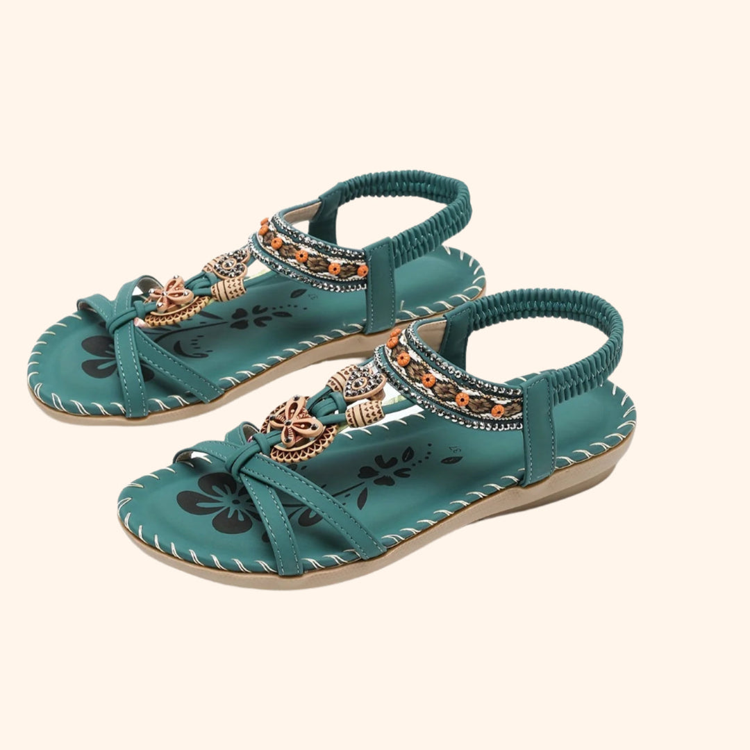 Drune | Boho Sandalen Mit Strass Und Ethnischen Details