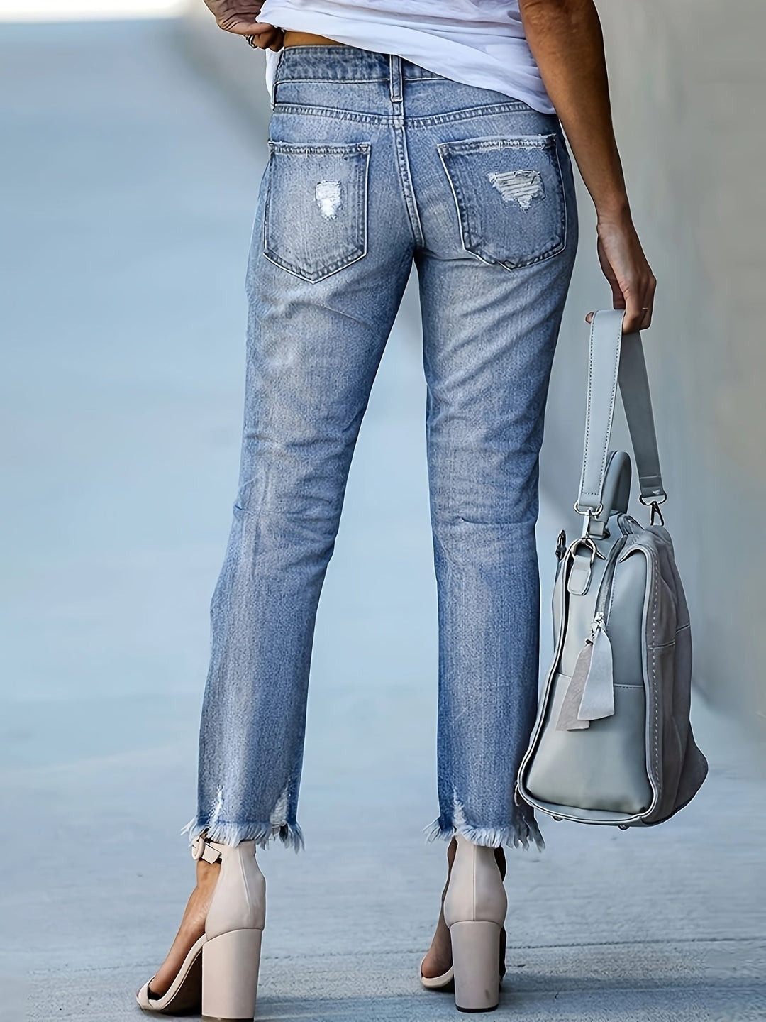 Drune | Trendy Ripped Jeans Mit Hoher Taille Und Geraden Beinen