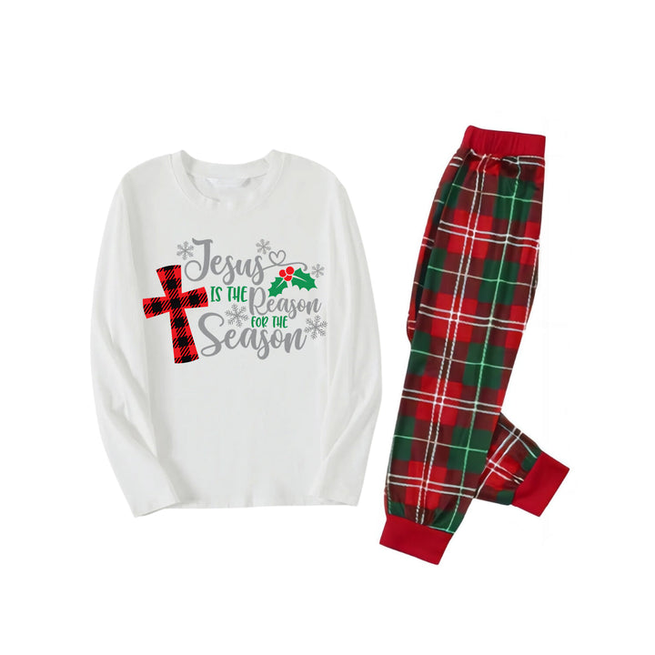 Drune | Weihnachtsweiße & Rote & Grüne Karo-Hosen Paar passende Pyjamas