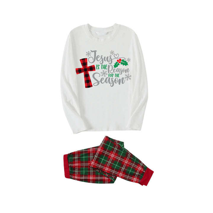 Drune | Weihnachtsweiße & Rote & Grüne Karo-Hosen Paar passende Pyjamas