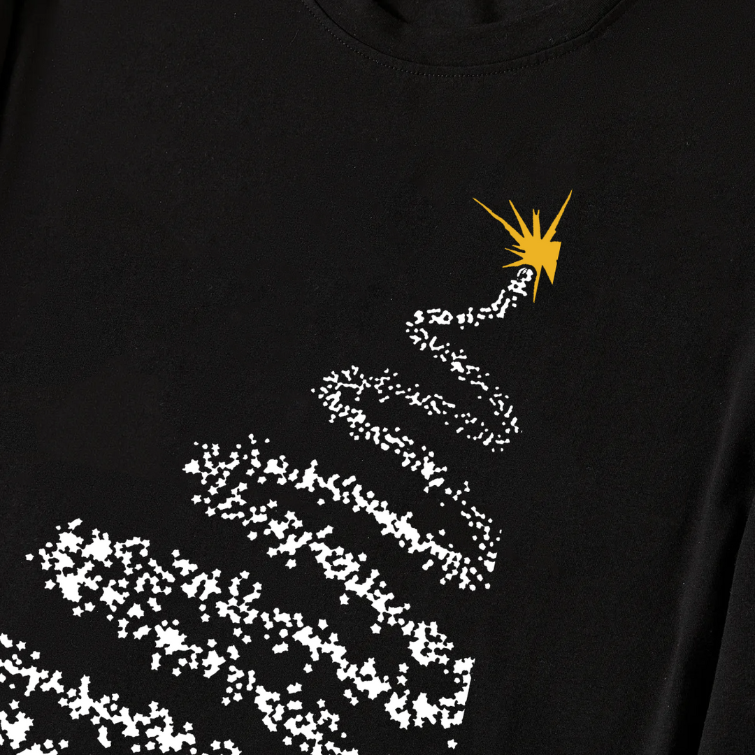Drune | Santa Claus und Weihnachtsbaum Print Schwarz Langarmtop mit Grün und Schwarz Karomuster Paar passende Schlafanzüge