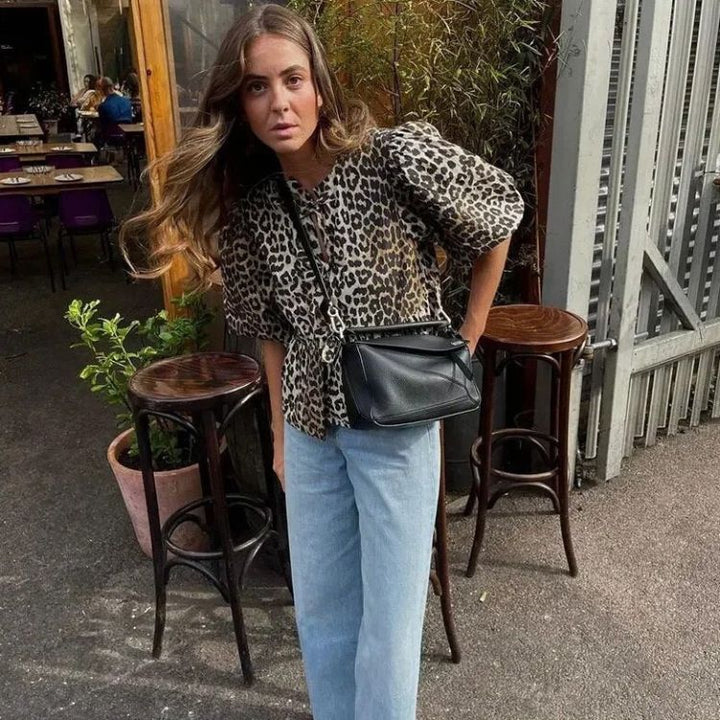 Drune | Bluse Mit Leopardenmuster Und Schleife