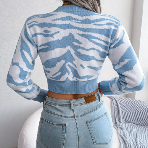 Drune | Cropped Sweater mit Zebra-muster Strick Trendy und Komfortabel