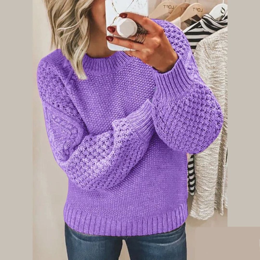 Drune | Strickpullover - Sanfter Strick - Lockere Passform - Ballonärmel und Rundhalsausschnitt