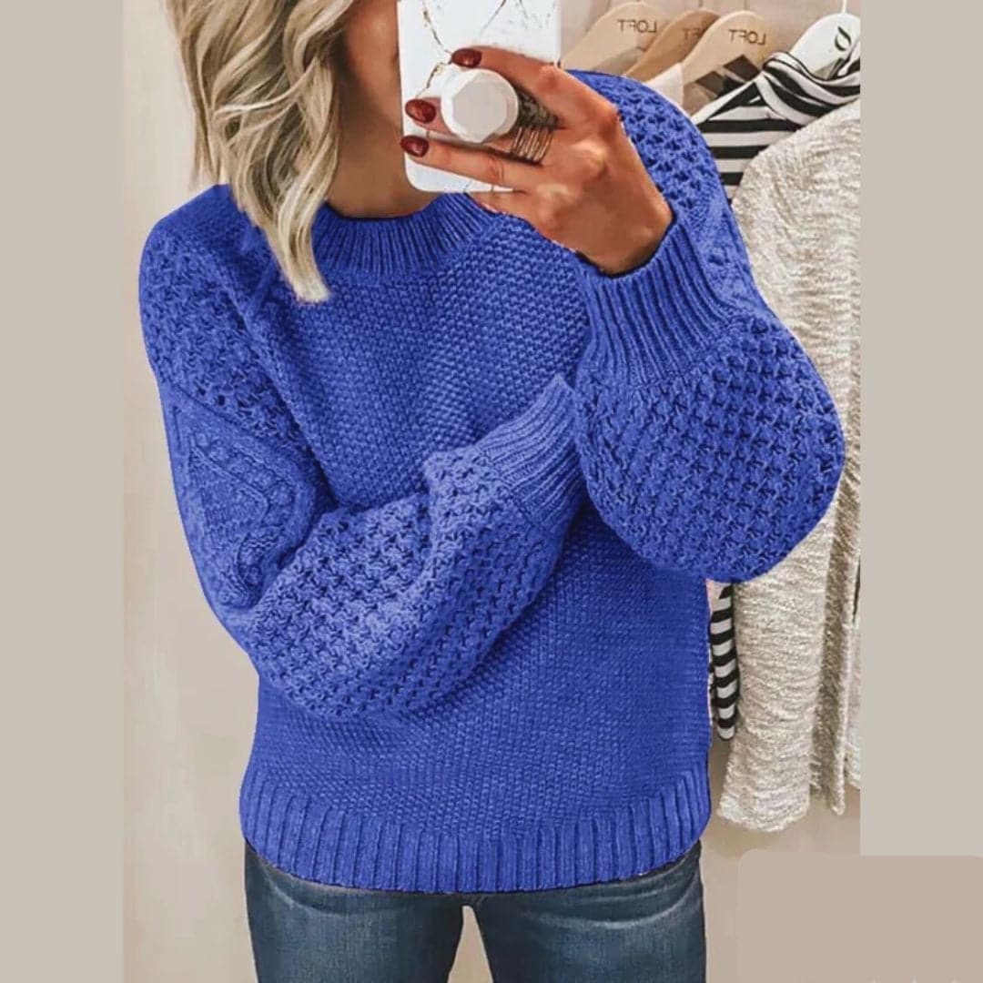 Drune | Strickpullover - Sanfter Strick - Lockere Passform - Ballonärmel und Rundhalsausschnitt