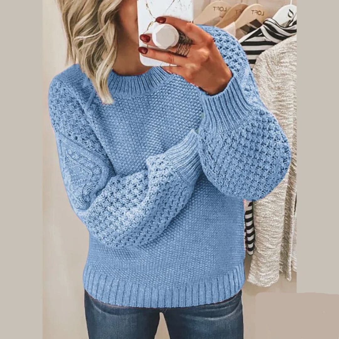 Drune | Strickpullover - Sanfter Strick - Lockere Passform - Ballonärmel und Rundhalsausschnitt