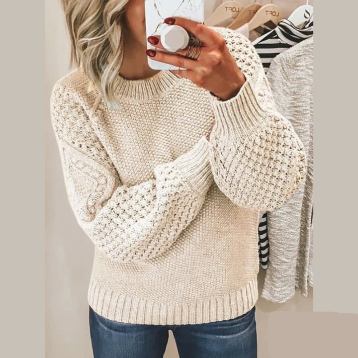 Drune | Strickpullover - Sanfter Strick - Lockere Passform - Ballonärmel und Rundhalsausschnitt