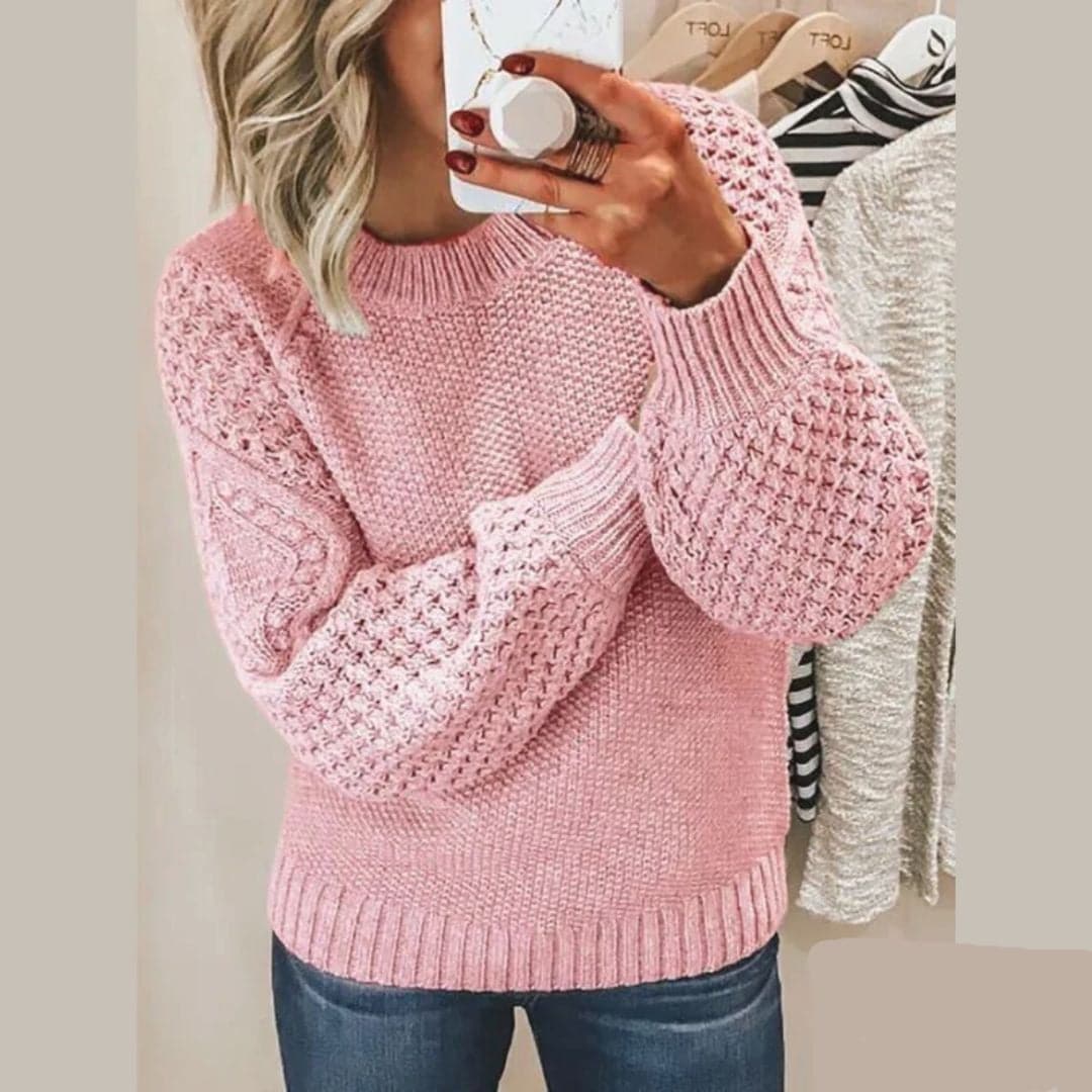 Drune | Strickpullover - Sanfter Strick - Lockere Passform - Ballonärmel und Rundhalsausschnitt