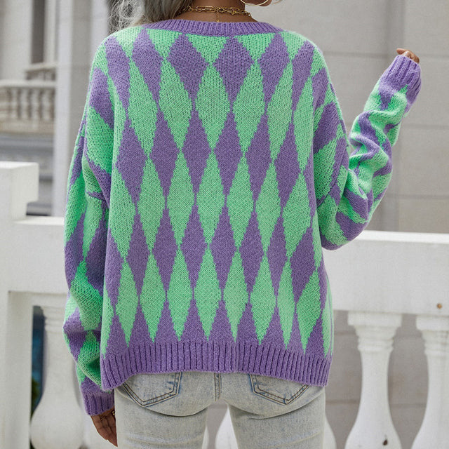 Drune | Gemusterter, Lässiger Strickstrickjacke