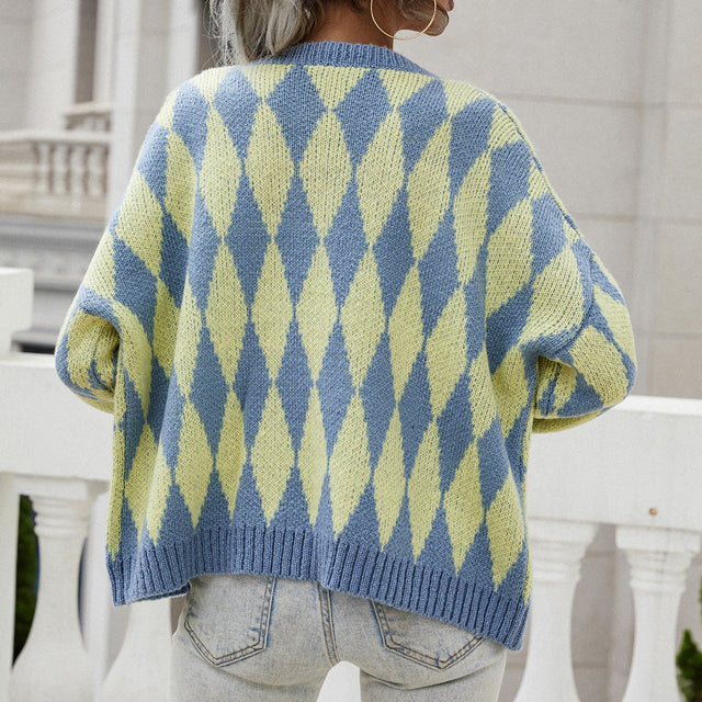 Drune | Gemusterter, Lässiger Strickstrickjacke