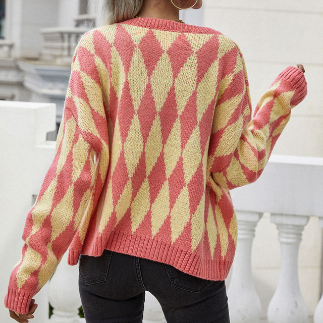 Drune | Gemusterter, Lässiger Strickstrickjacke