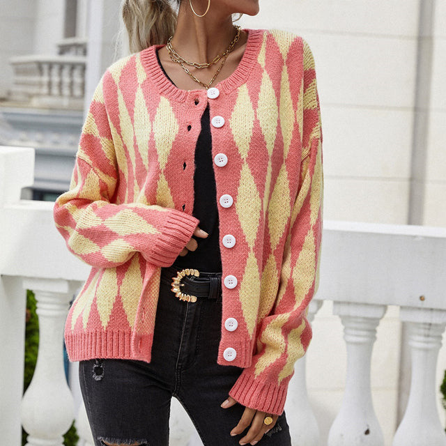 Drune | Gemusterter, Lässiger Strickstrickjacke