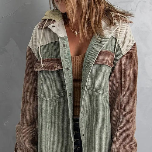 Drune | Damen Kapuzenjacke mit Knopfschluss Slim Fit