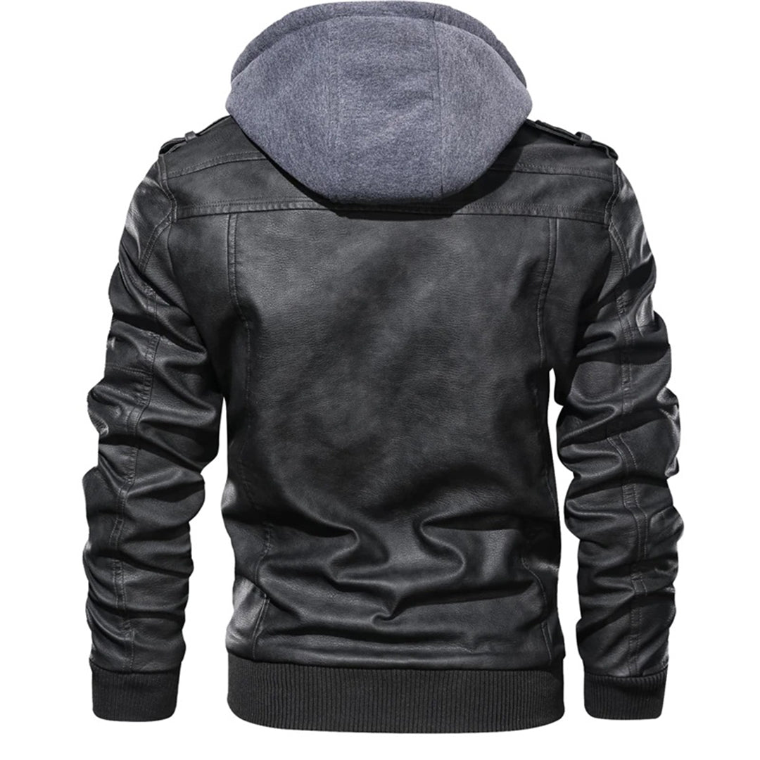 Drune | Herren Lederjacke mit Kapuze