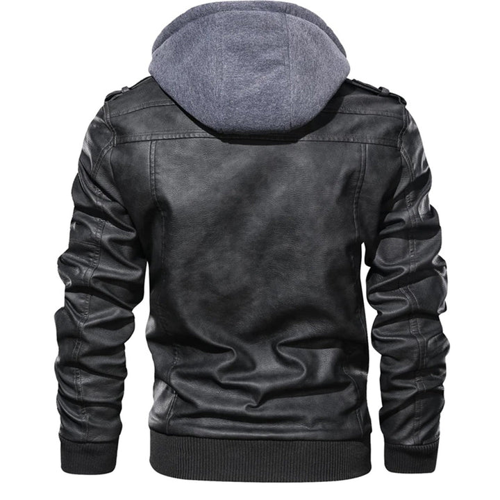 Drune | Herren Lederjacke mit Kapuze