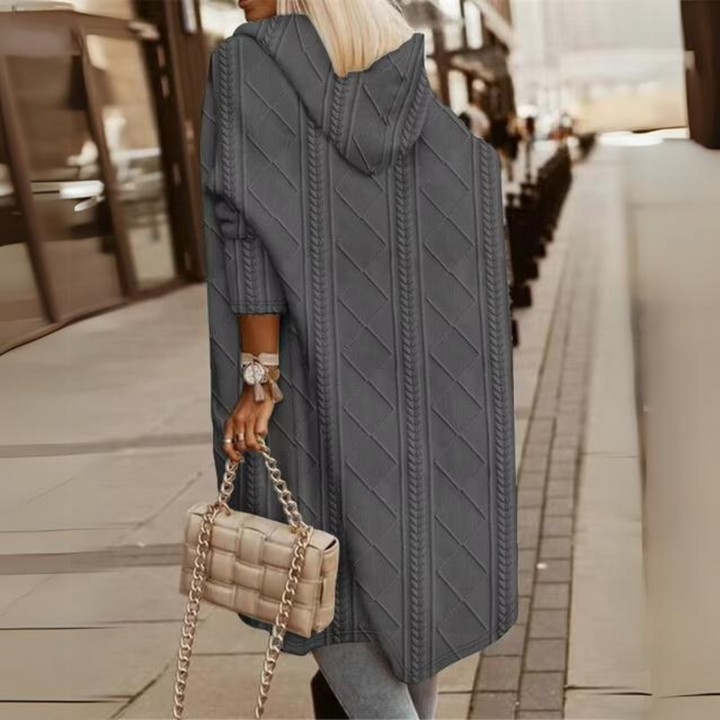 Drune | Elegante lange Jacke mit Kapuze