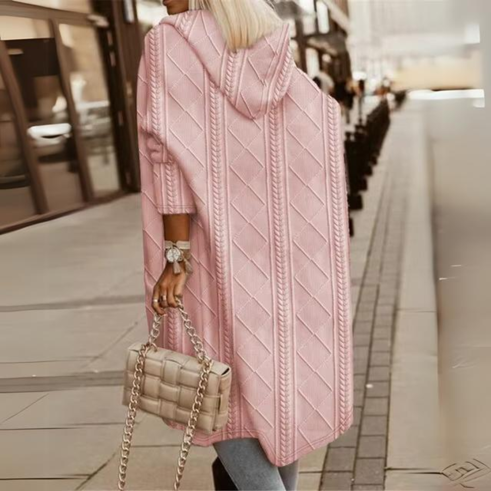 Drune | Elegante lange Jacke mit Kapuze